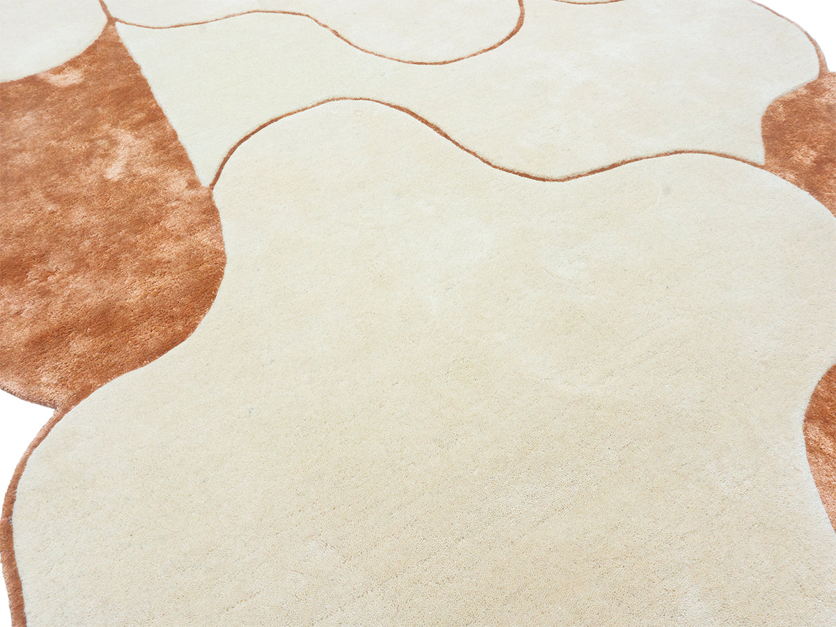 Abstract Organic Shape Rug – Cream & Terracotta Modern Area Rug