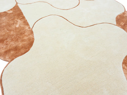 Abstract Organic Shape Rug – Cream & Terracotta Modern Area Rug
