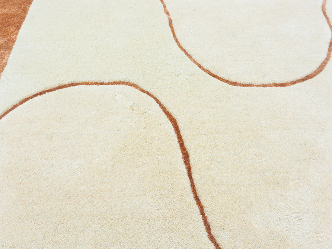 Abstract Organic Shape Rug – Cream & Terracotta Modern Area Rug
