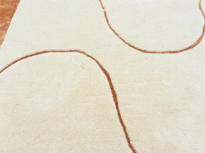 Abstract Organic Shape Rug – Cream & Terracotta Modern Area Rug