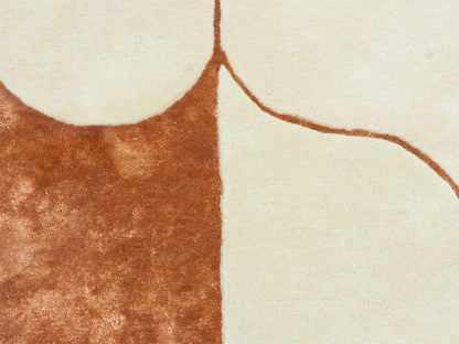 Abstract Organic Shape Rug – Cream & Terracotta Modern Area Rug