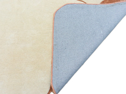 Abstract Organic Shape Rug – Cream & Terracotta Modern Area Rug