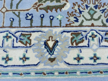 Handmade Light Blue Floral Rug | Vintage Oriental Rug