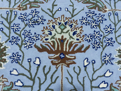 Handmade Light Blue Floral Rug | Vintage Oriental Rug