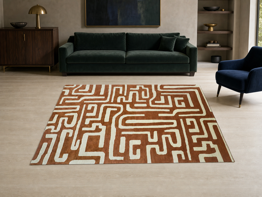 Handmade Terracotta Geometric Rug | Modern Abstract Design  Focus Keyword