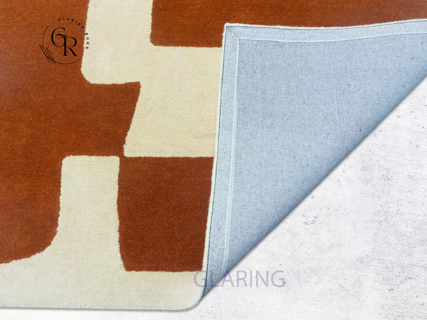 Abstract Terracotta Wool Rug | Hand-Tufted Geometric Rug