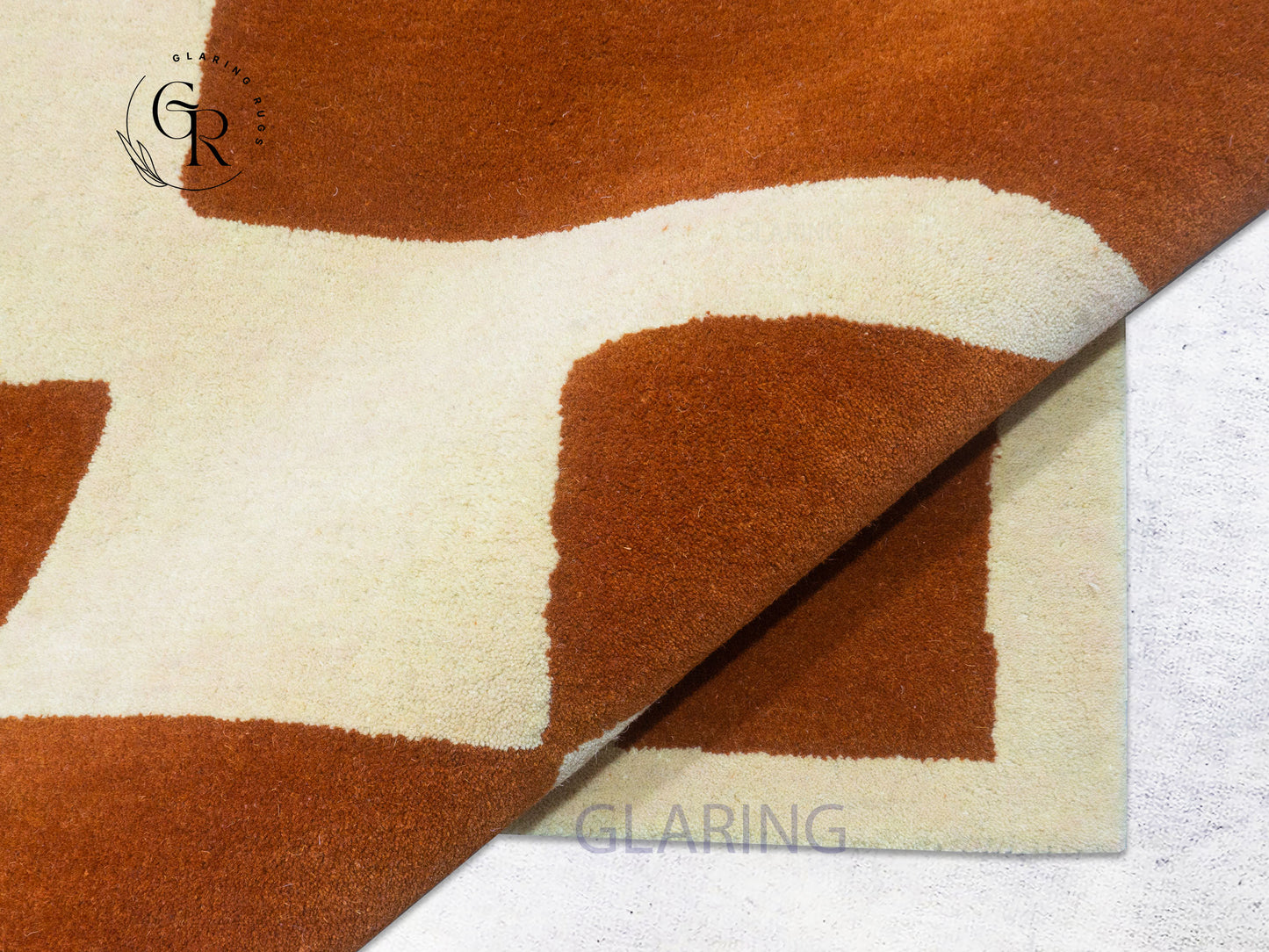 Abstract Terracotta Wool Rug | Hand-Tufted Geometric Rug