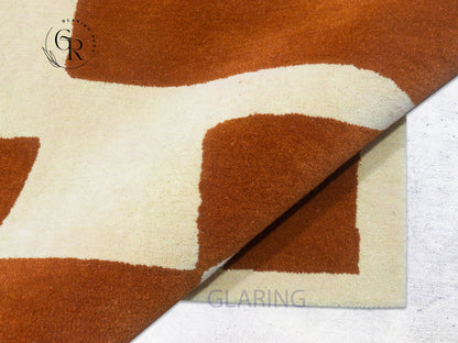 Abstract Terracotta Wool Rug | Hand-Tufted Geometric Rug