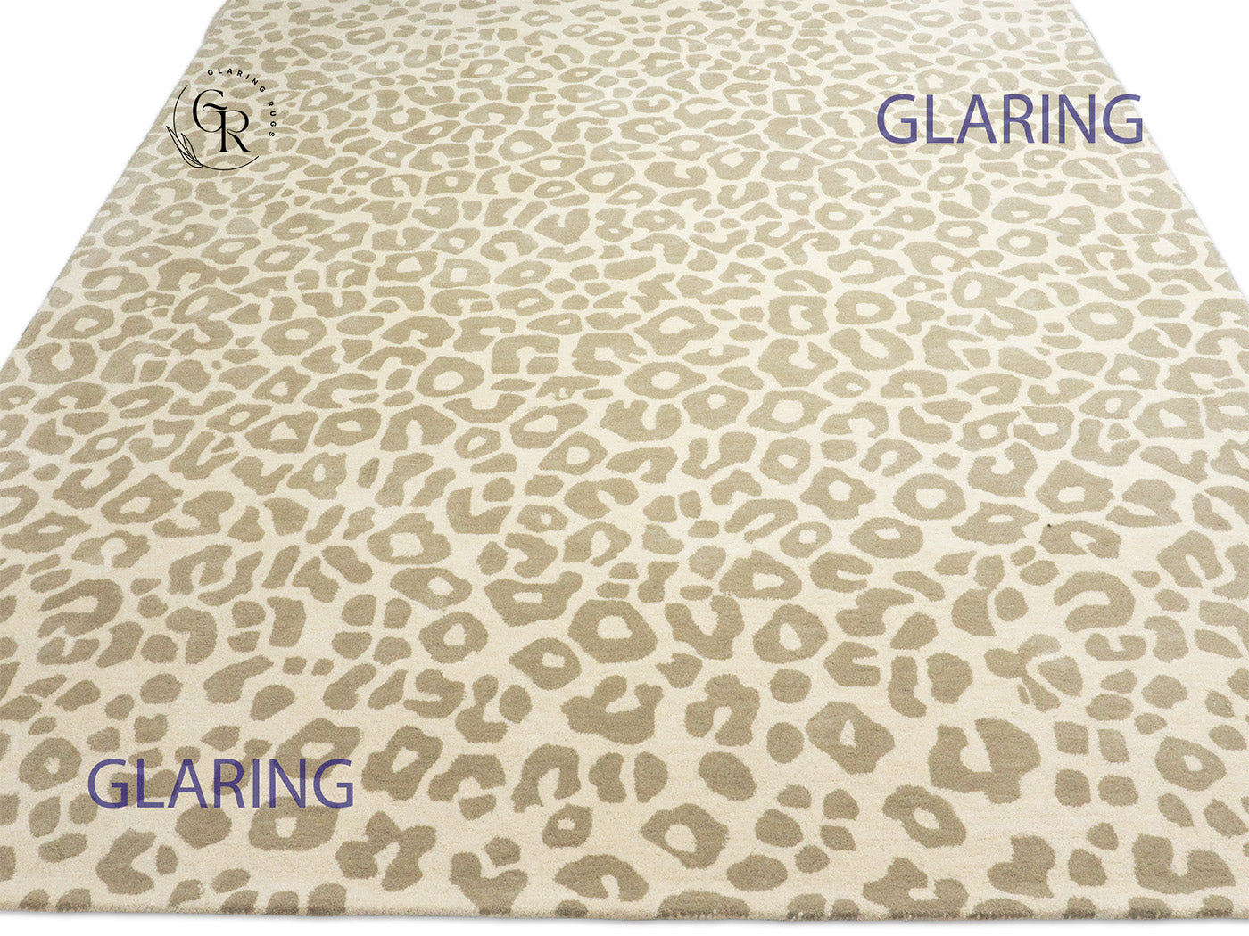 Luxury Handmade Leopard Print Rug | Beige & Ivory Hand Tufted Wool Area Rug | Modern Animal Print Carpet