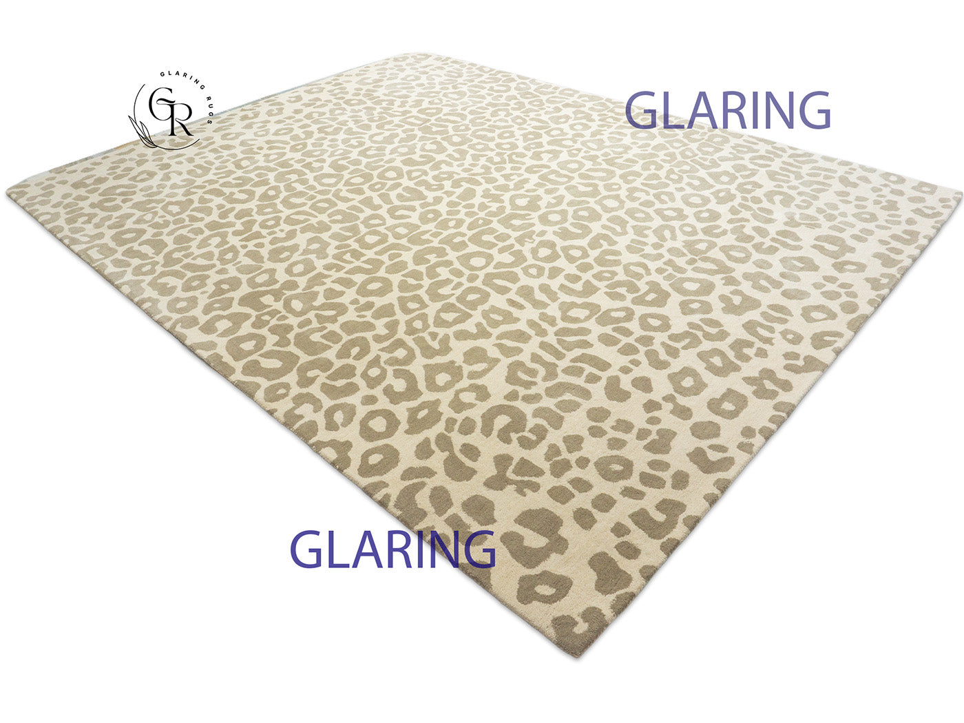 Luxury Handmade Leopard Print Rug | Beige & Ivory Hand Tufted Wool Area Rug | Modern Animal Print Carpet