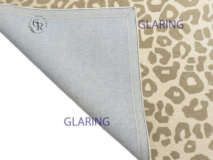 Luxury Handmade Leopard Print Rug | Beige & Ivory Hand Tufted Wool Area Rug | Modern Animal Print Carpet