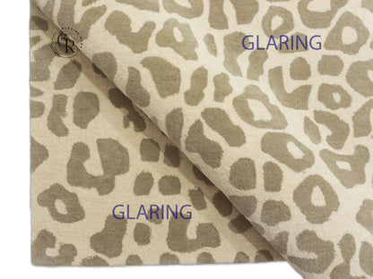 Luxury Handmade Leopard Print Rug | Beige & Ivory Hand Tufted Wool Area Rug | Modern Animal Print Carpet
