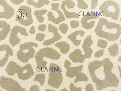 Luxury Handmade Leopard Print Rug | Beige & Ivory Hand Tufted Wool Area Rug | Modern Animal Print Carpet