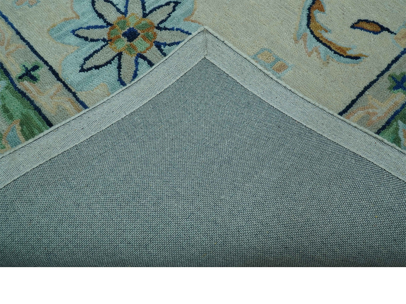 Handmade Oushak Style Rug| Ivory & Sage Green Floral| Vintage Turkish Inspired Luxury Carpet