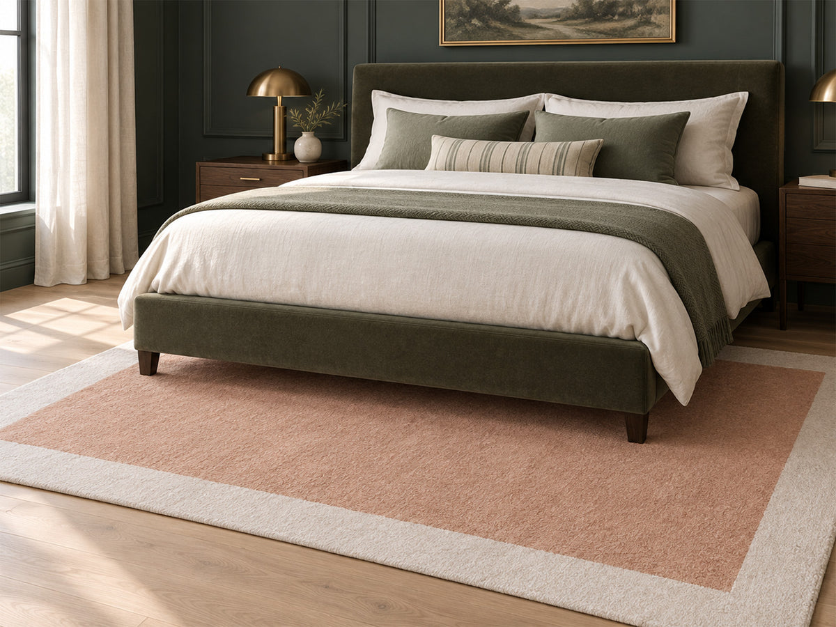 Handmade Modern Rug | Border Loop Design in Rust & Ivory
