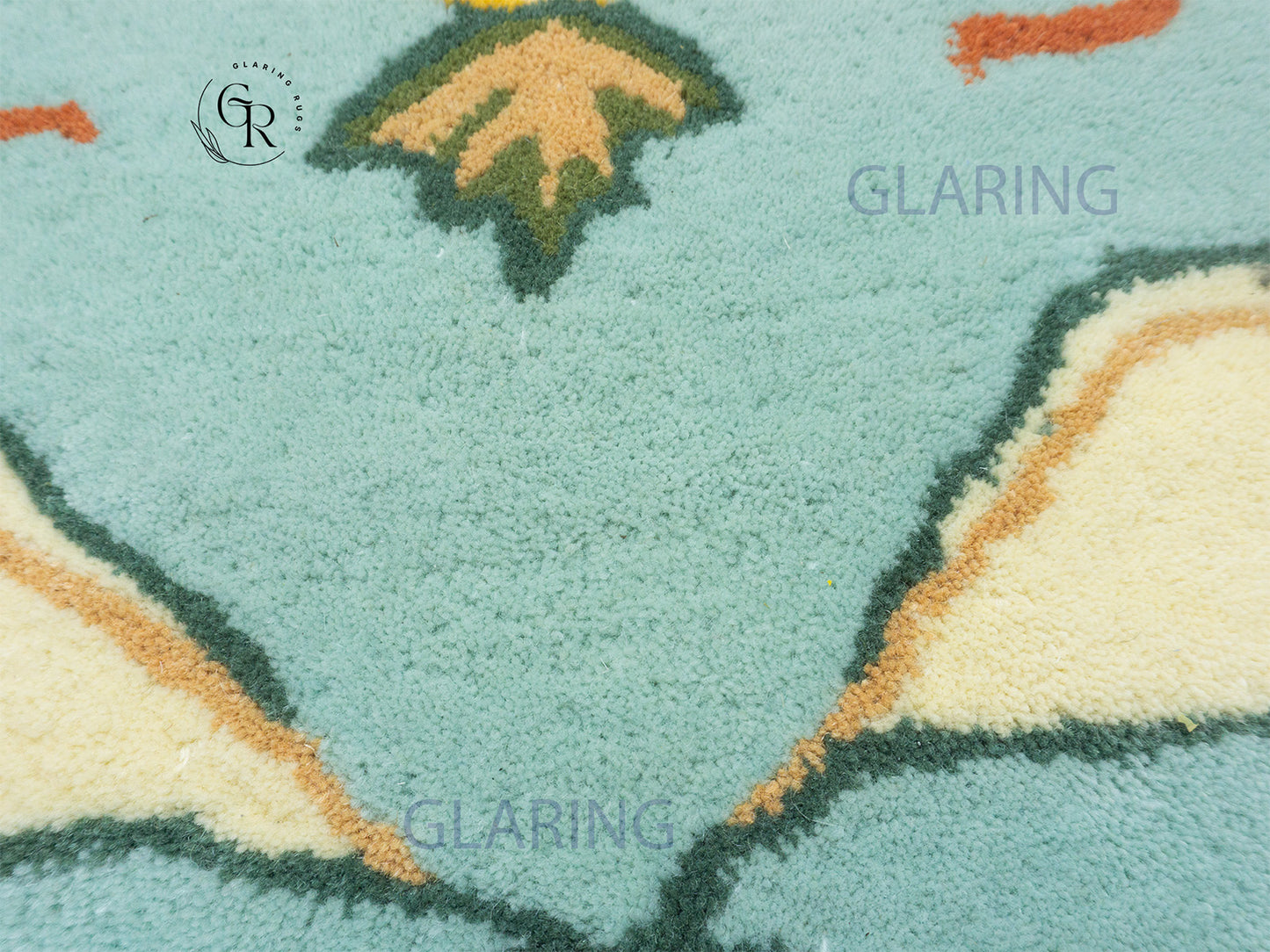 Handmade Wool Oushak Rug | Cream & Sky Blue Floral Rug