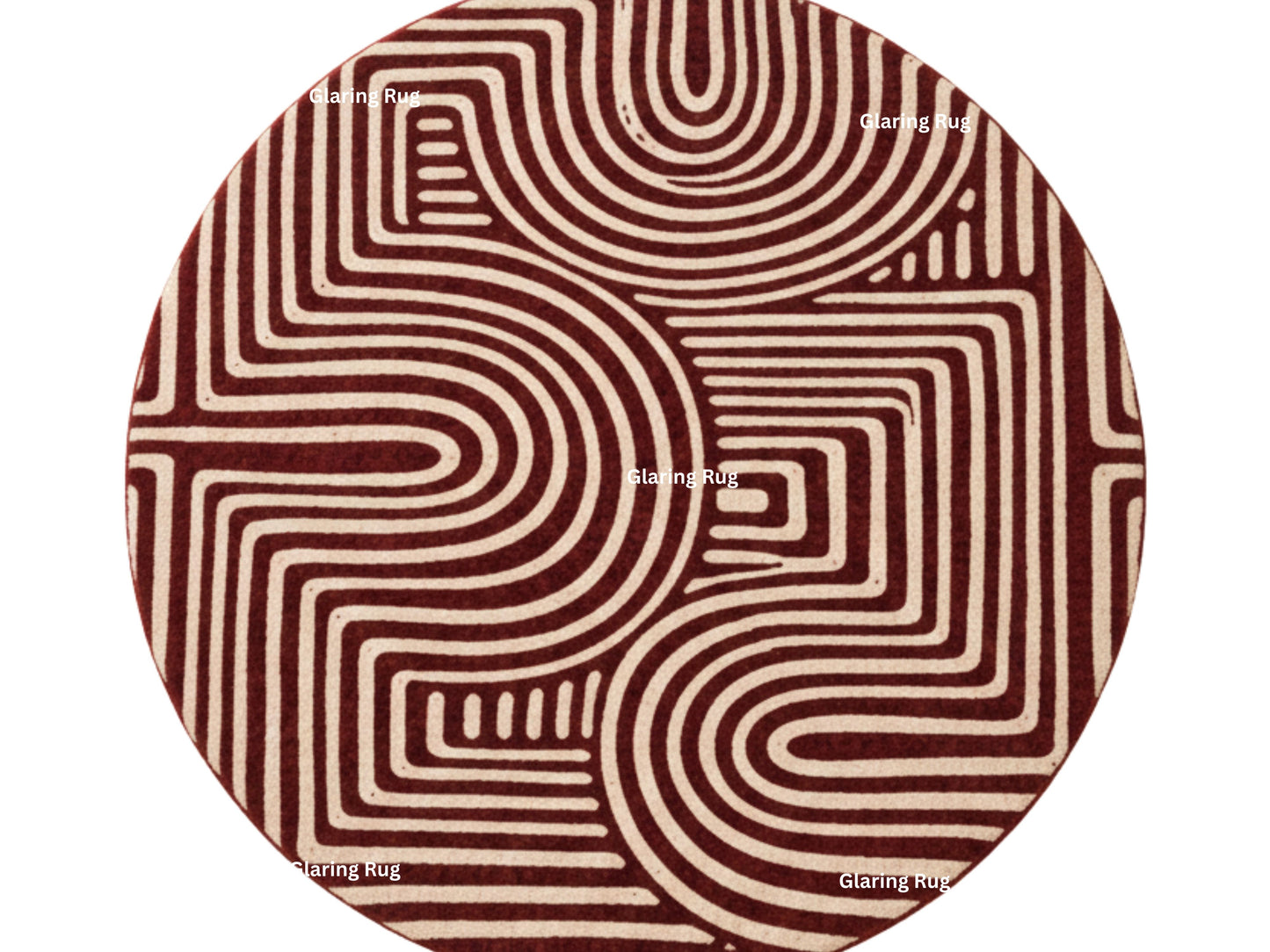 Hand Tufted Wool Rug – Modern Geometric Deep Red & Ivory Carpet