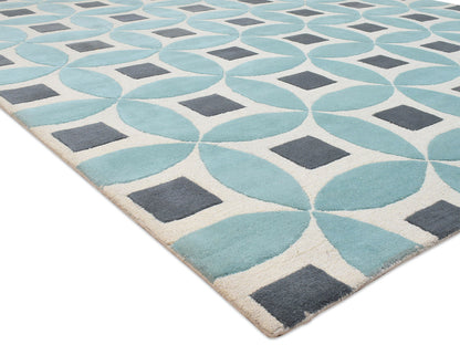 Handmade Moroccan Rug | Geometric Design in Blue, Grey & Ivory