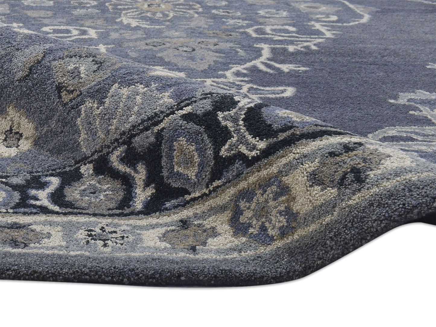 Handmade Heriz-Indian Rug | Oriental Design in Grey, Ivory & Beige