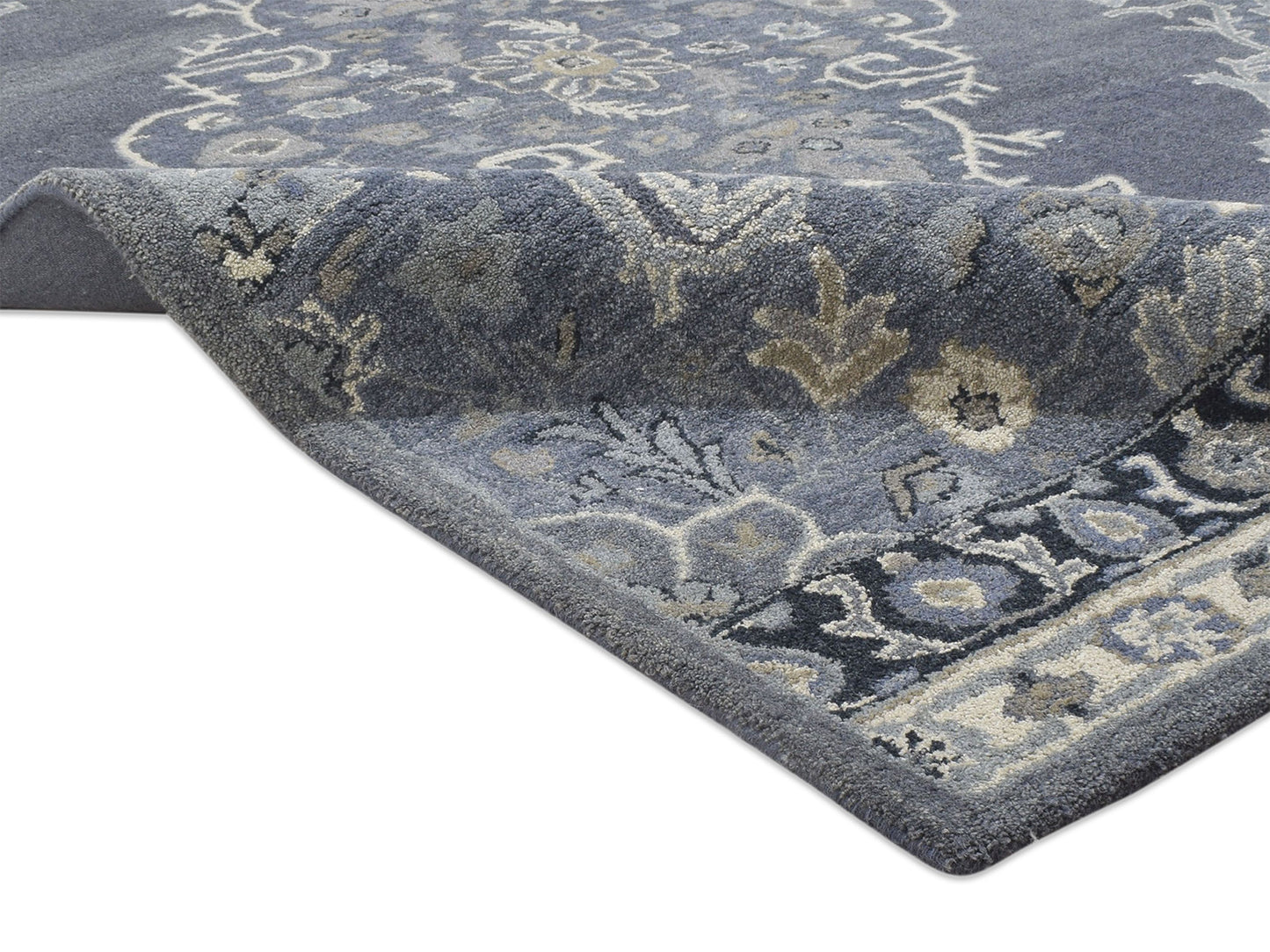 Handmade Heriz-Indian Rug | Oriental Design in Grey, Ivory & Beige