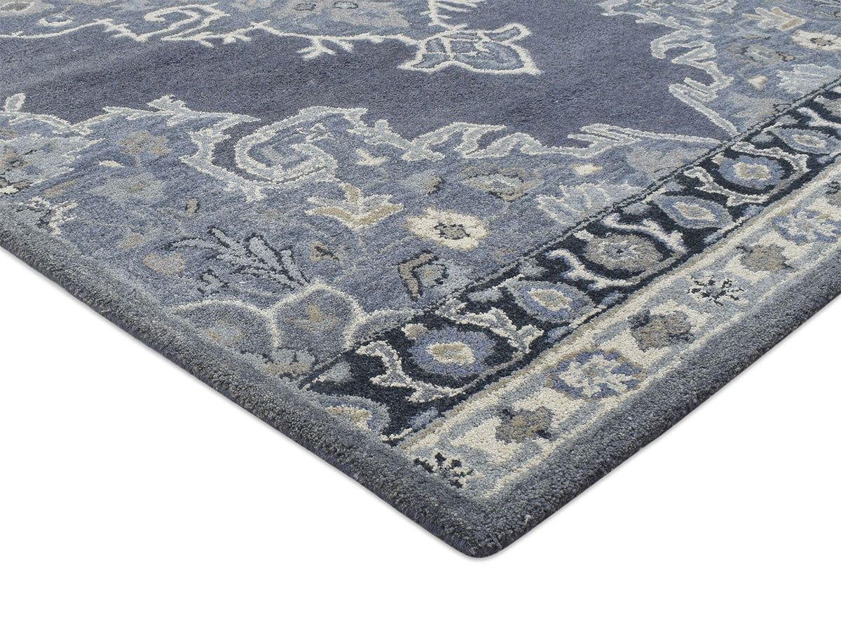 Handmade Heriz-Indian Rug | Oriental Design in Grey, Ivory & Beige
