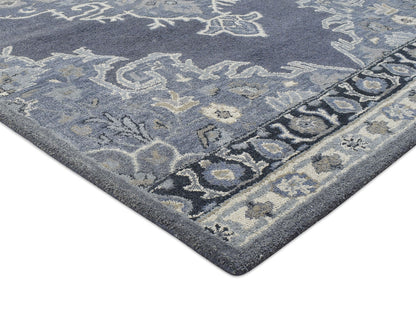 Handmade Heriz-Indian Rug | Oriental Design in Grey, Ivory & Beige