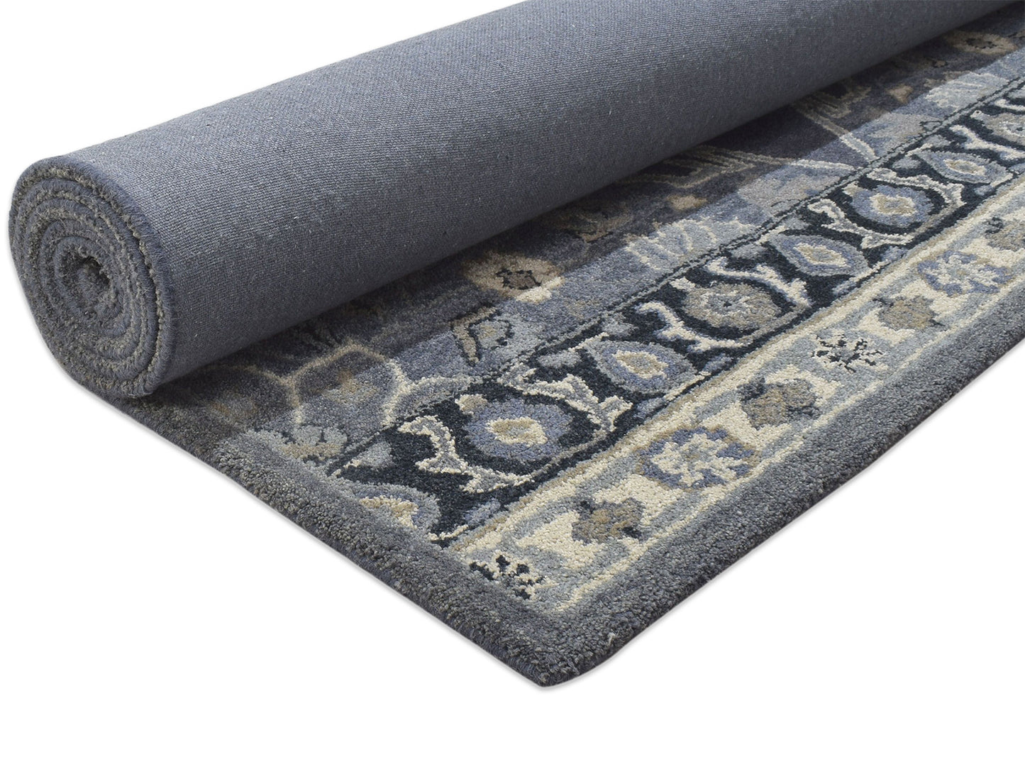 Handmade Heriz-Indian Rug | Oriental Design in Grey, Ivory & Beige
