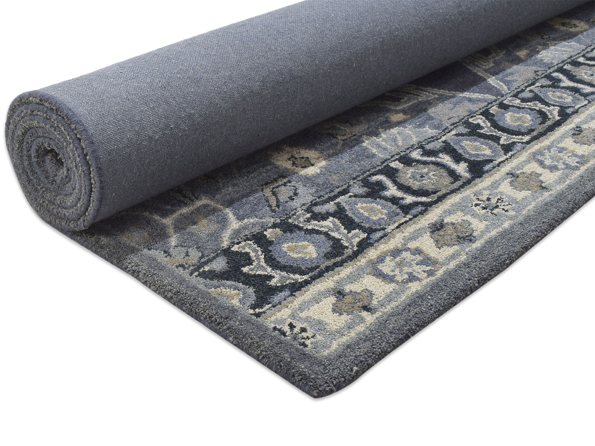 Handmade Heriz-Indian Rug | Oriental Design in Grey, Ivory & Beige