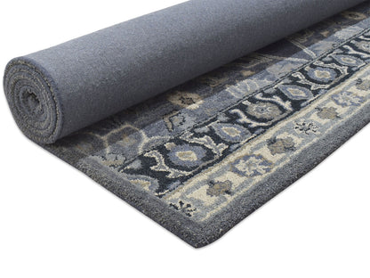 Handmade Heriz-Indian Rug | Oriental Design in Grey, Ivory & Beige