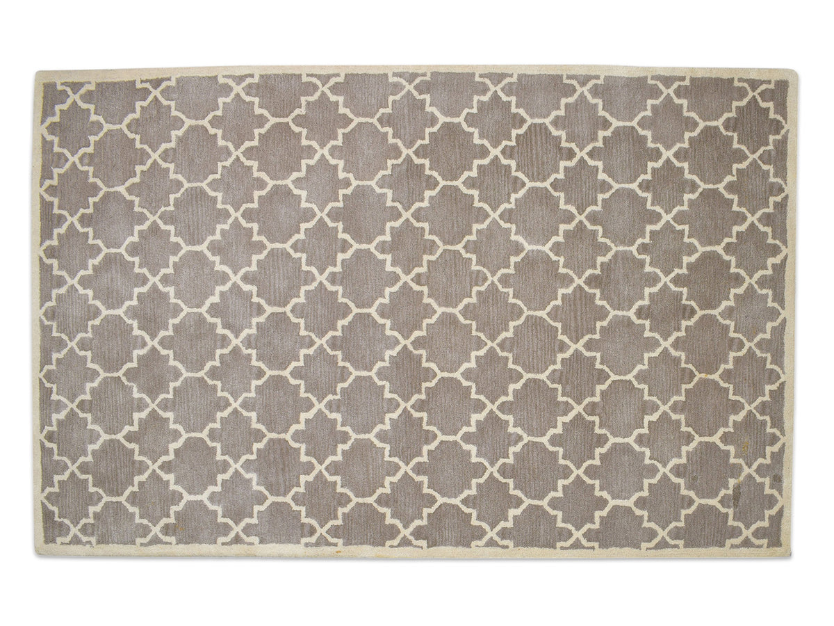 Handmade Moroccan Rug | Geometric Design in Brown & Ivory