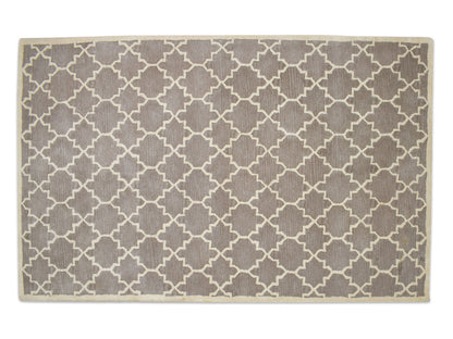Handmade Moroccan Rug | Geometric Design in Brown & Ivory