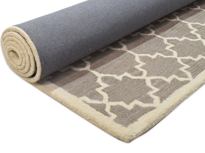Handmade Moroccan Rug | Geometric Design in Brown & Ivory
