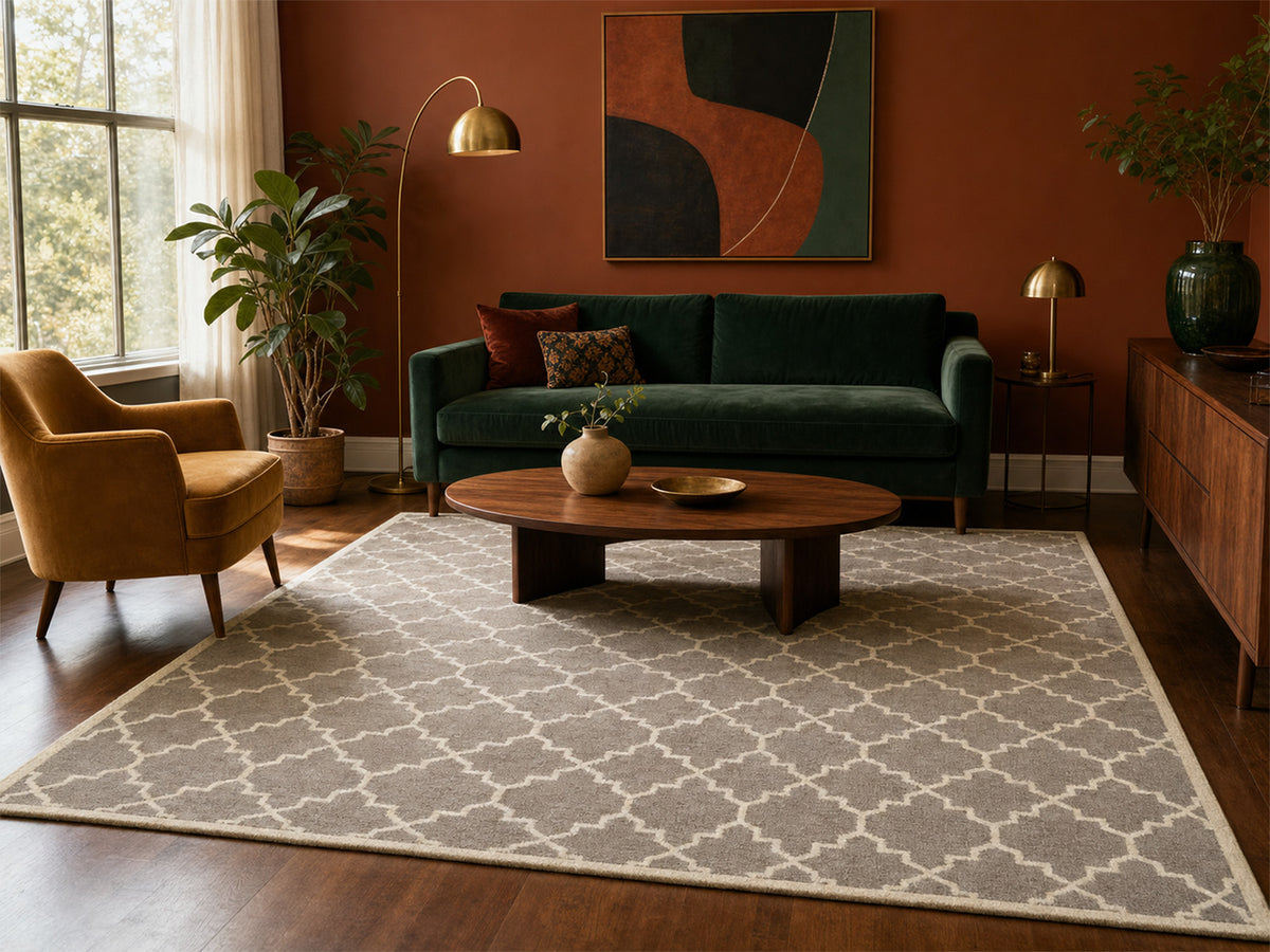 Handmade Moroccan Rug | Geometric Design in Brown & Ivory