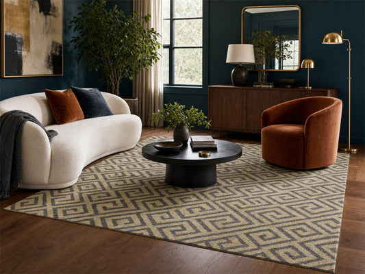 Handmade Scandinavian Rug | Geometric Design in Beige & Brown