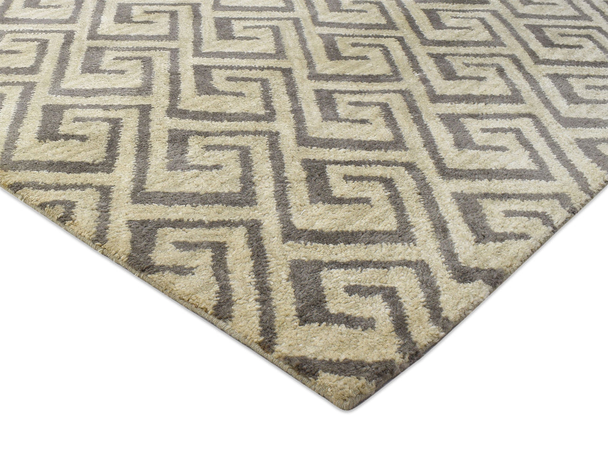 Handmade Scandinavian Rug | Geometric Design in Beige & Brown