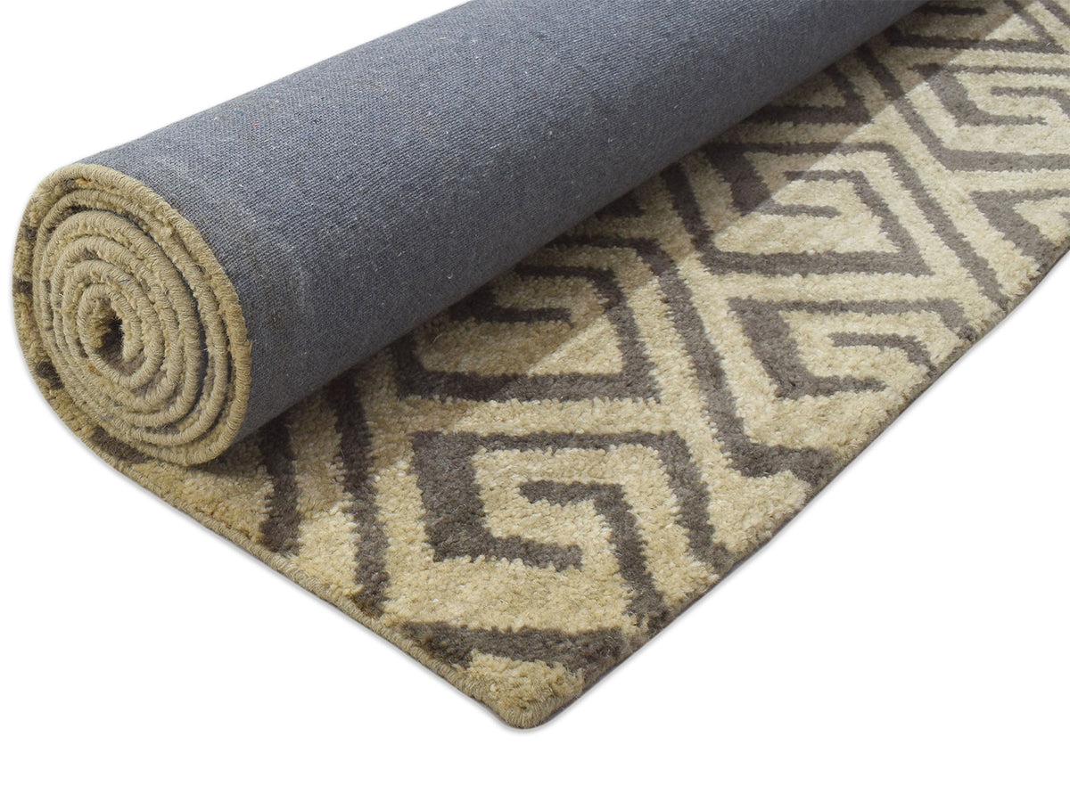 Handmade Scandinavian Rug | Geometric Design in Beige & Brown