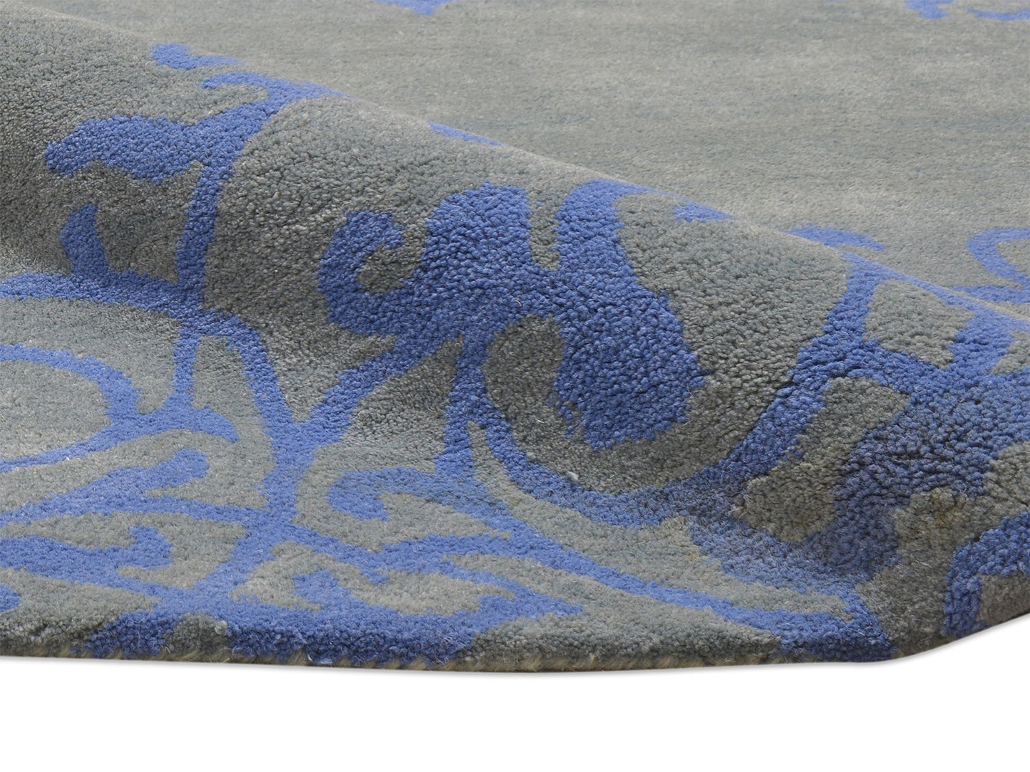 Handmade French Rug | Floral Design in Grey & Blue
