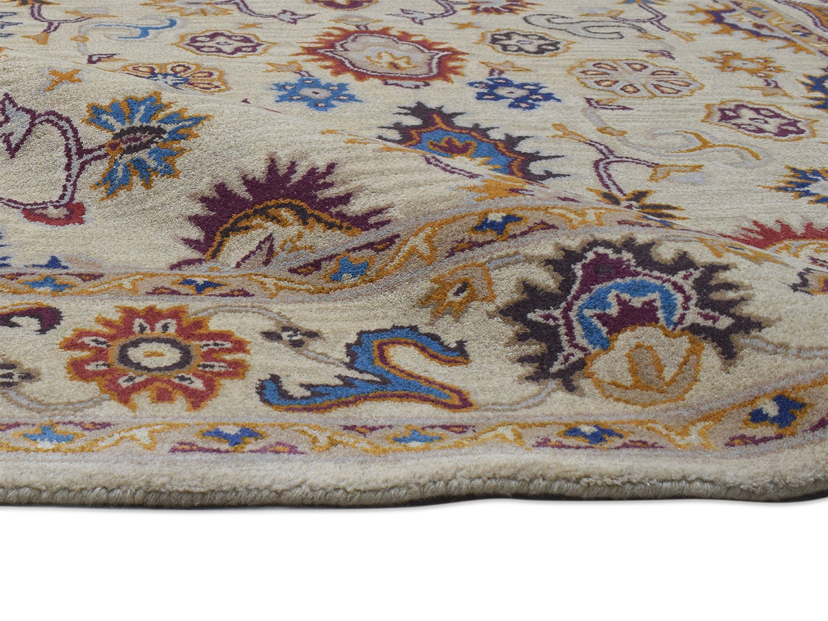 Handmade Bohemian Rug | Oriental Design in Beige, Blue & Red