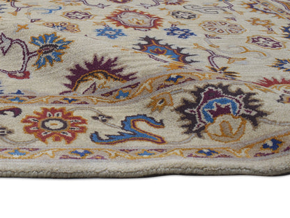 Handmade Bohemian Rug | Oriental Design in Beige, Blue & Red