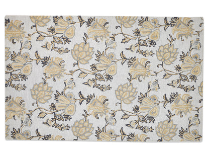 Handmade French Rug | Floral Design in Grey, Beige & Charcoal
