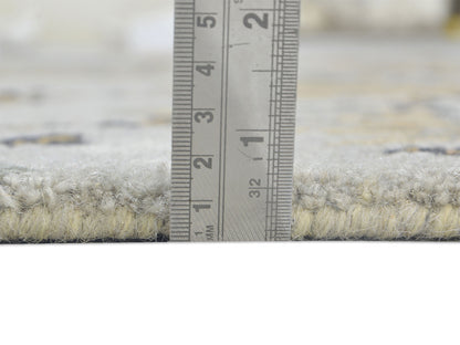 Handmade French Rug | Floral Design in Grey, Beige & Charcoal