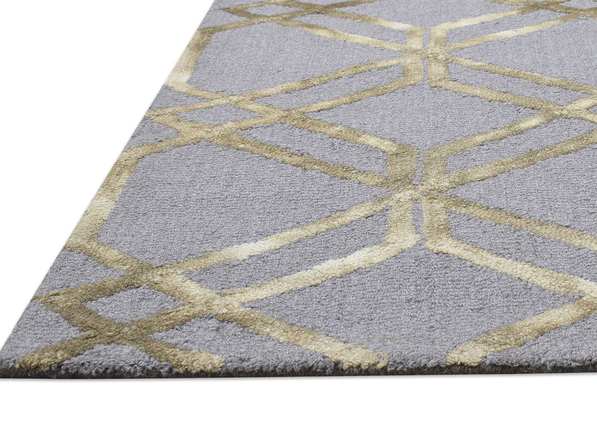 Handmade Scandinavian Rug | Geometric Design in Grey & Olive
