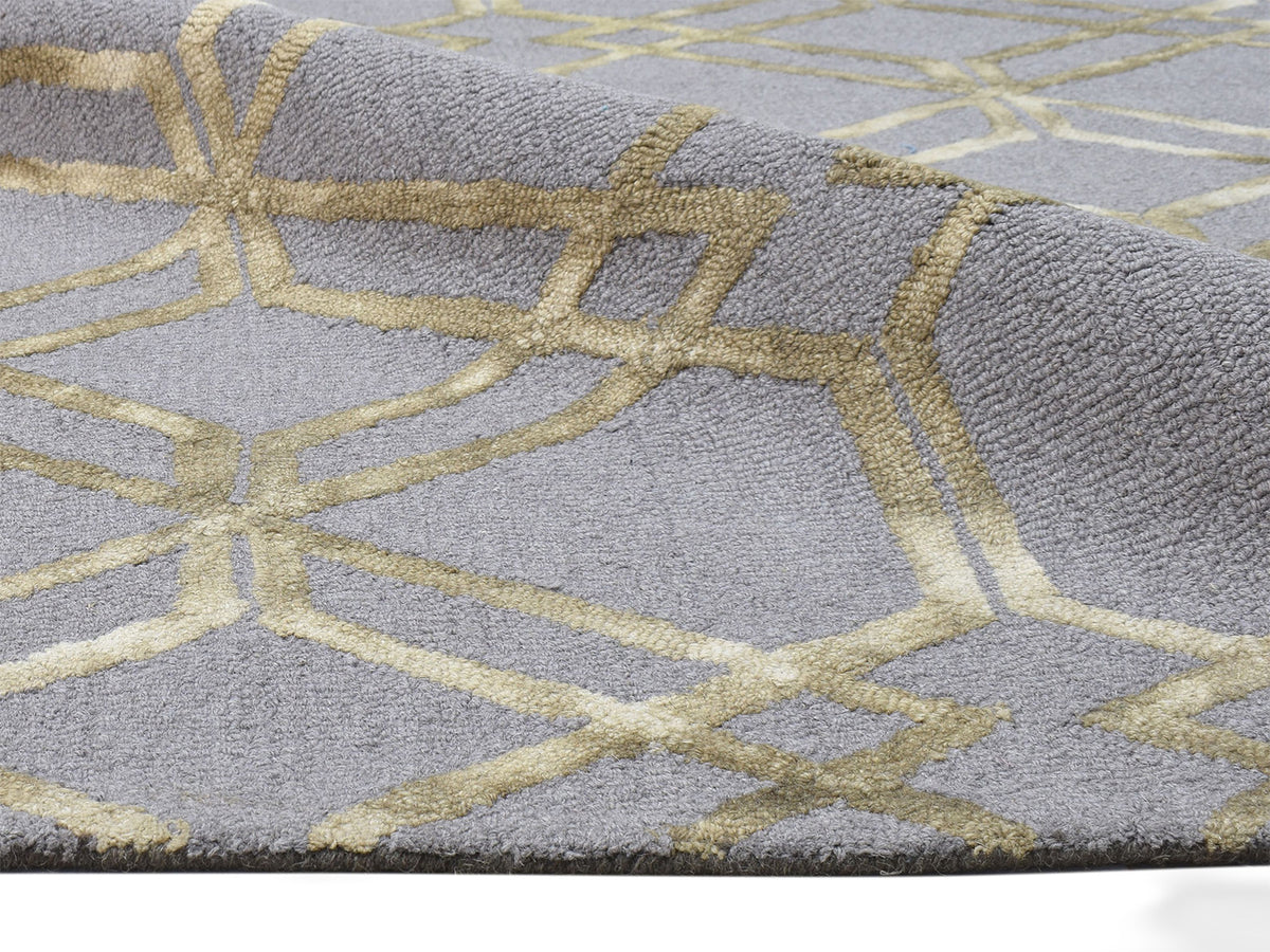 Handmade Scandinavian Rug | Geometric Design in Grey & Olive
