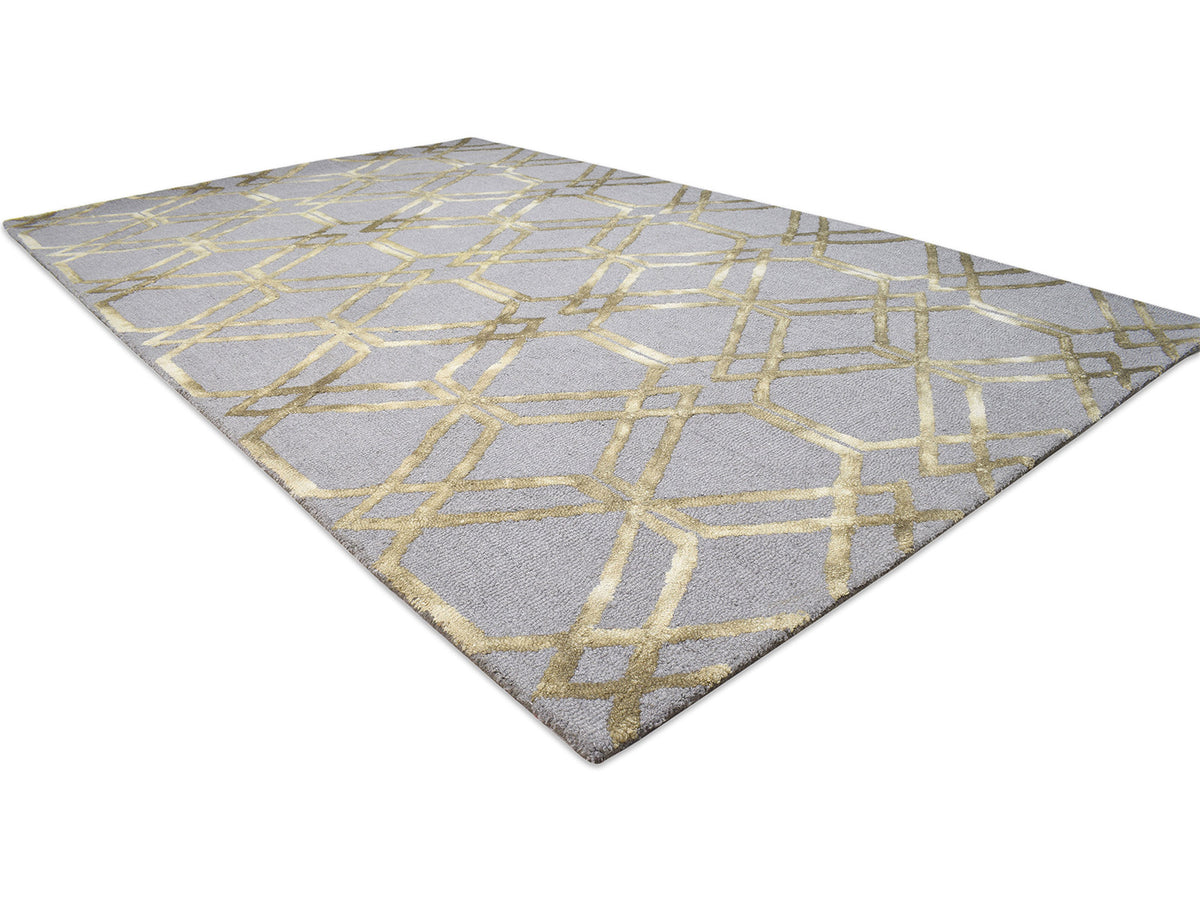 Handmade Scandinavian Rug | Geometric Design in Grey & Olive