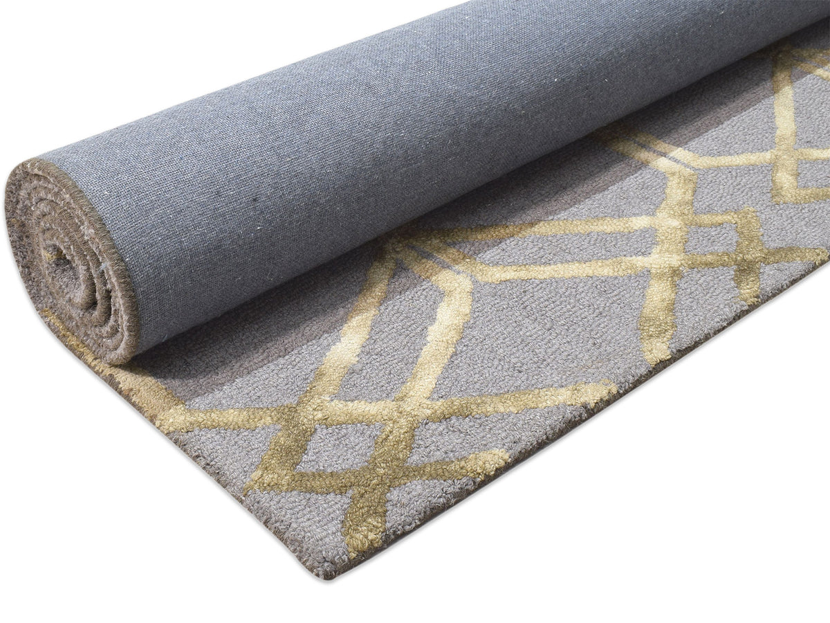 Handmade Scandinavian Rug | Geometric Design in Grey & Olive