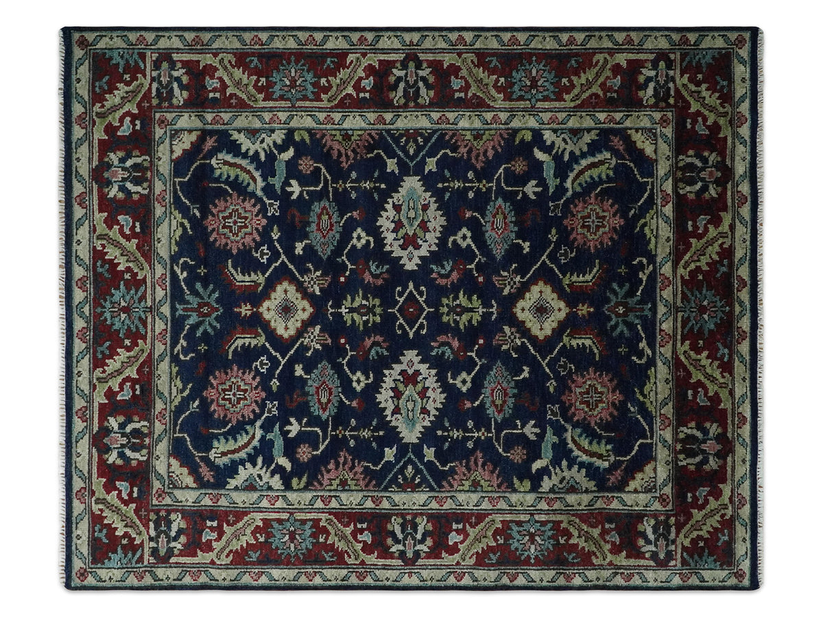 Hand-Knotted Traditional Rug | Oriental Design in Blue & Red