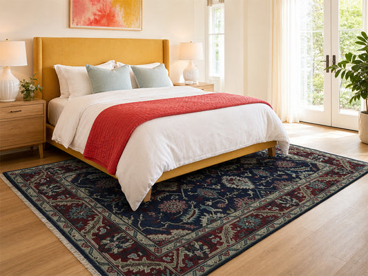 Hand-Knotted Traditional Rug | Oriental Design in Blue & Red