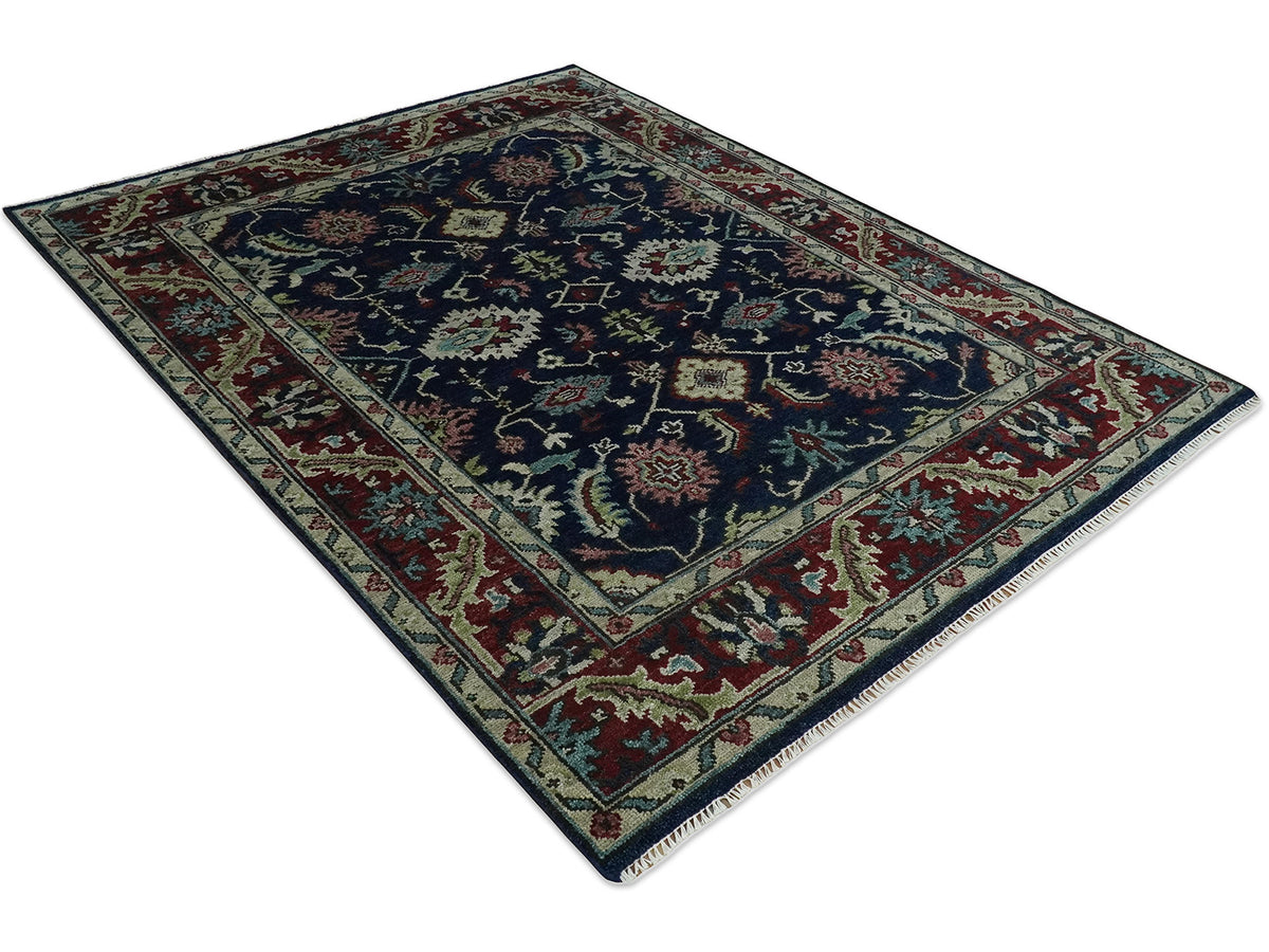 Hand-Knotted Traditional Rug | Oriental Design in Blue & Red