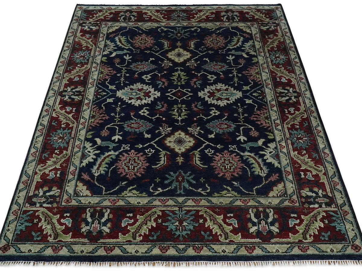 Hand-Knotted Traditional Rug | Oriental Design in Blue & Red