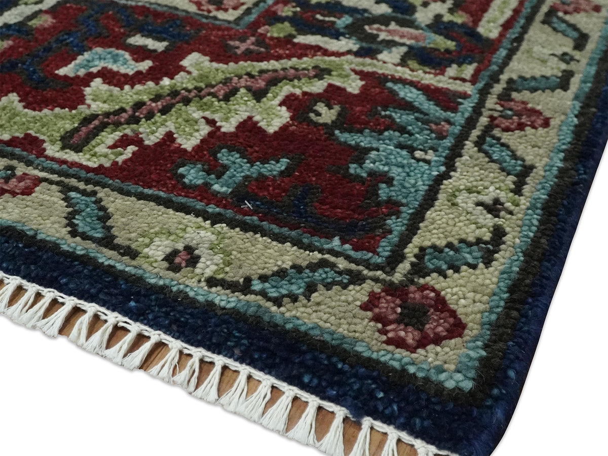 Hand-Knotted Traditional Rug | Oriental Design in Blue & Red